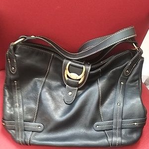 Black leather shoulder bag